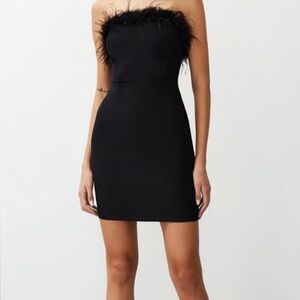 B Darlin Black Mini Dress with Feather Detail